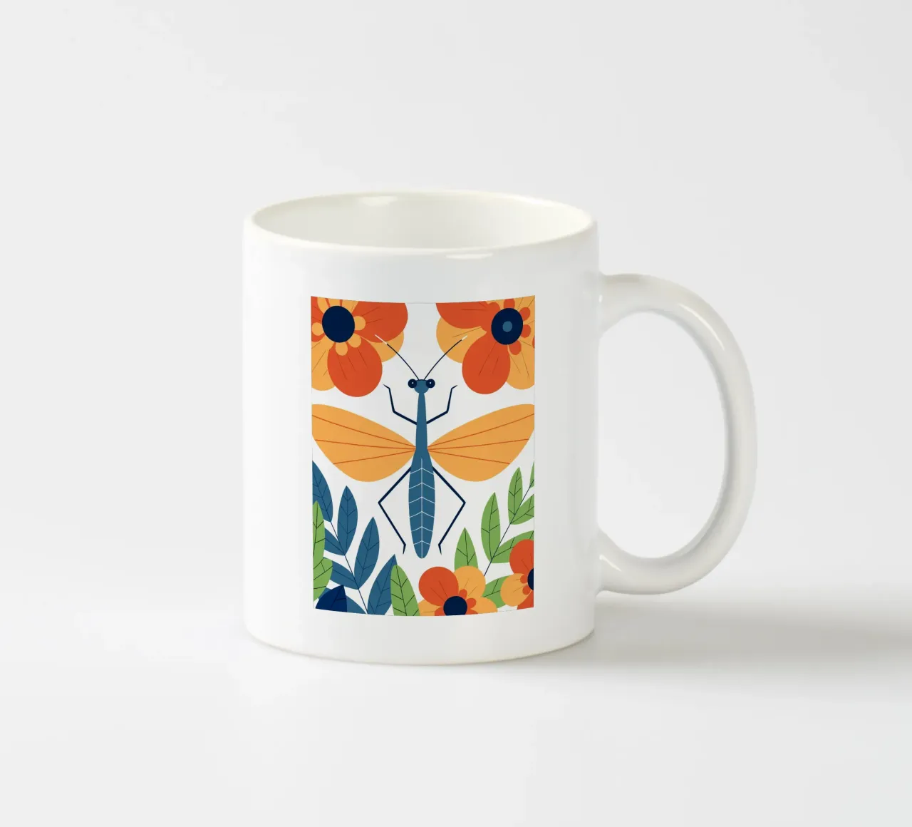 Libellula blu nel giardino fiorito tazza in ceramica da PROTECT ANIMALS