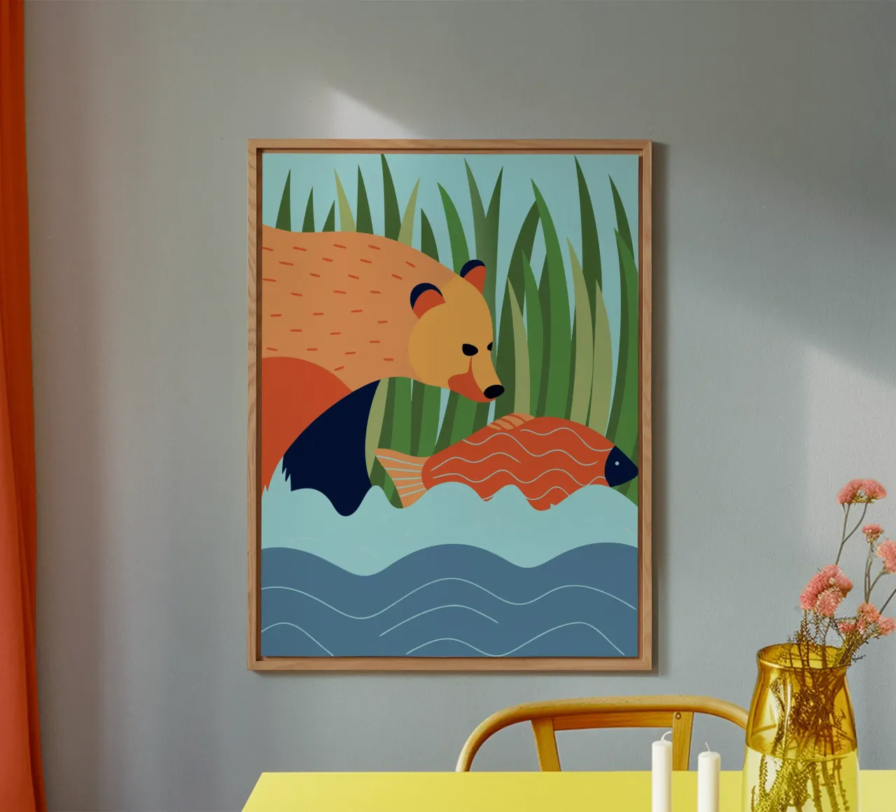 Orso e pesce alluminio dibond da PROTECT ANIMALS