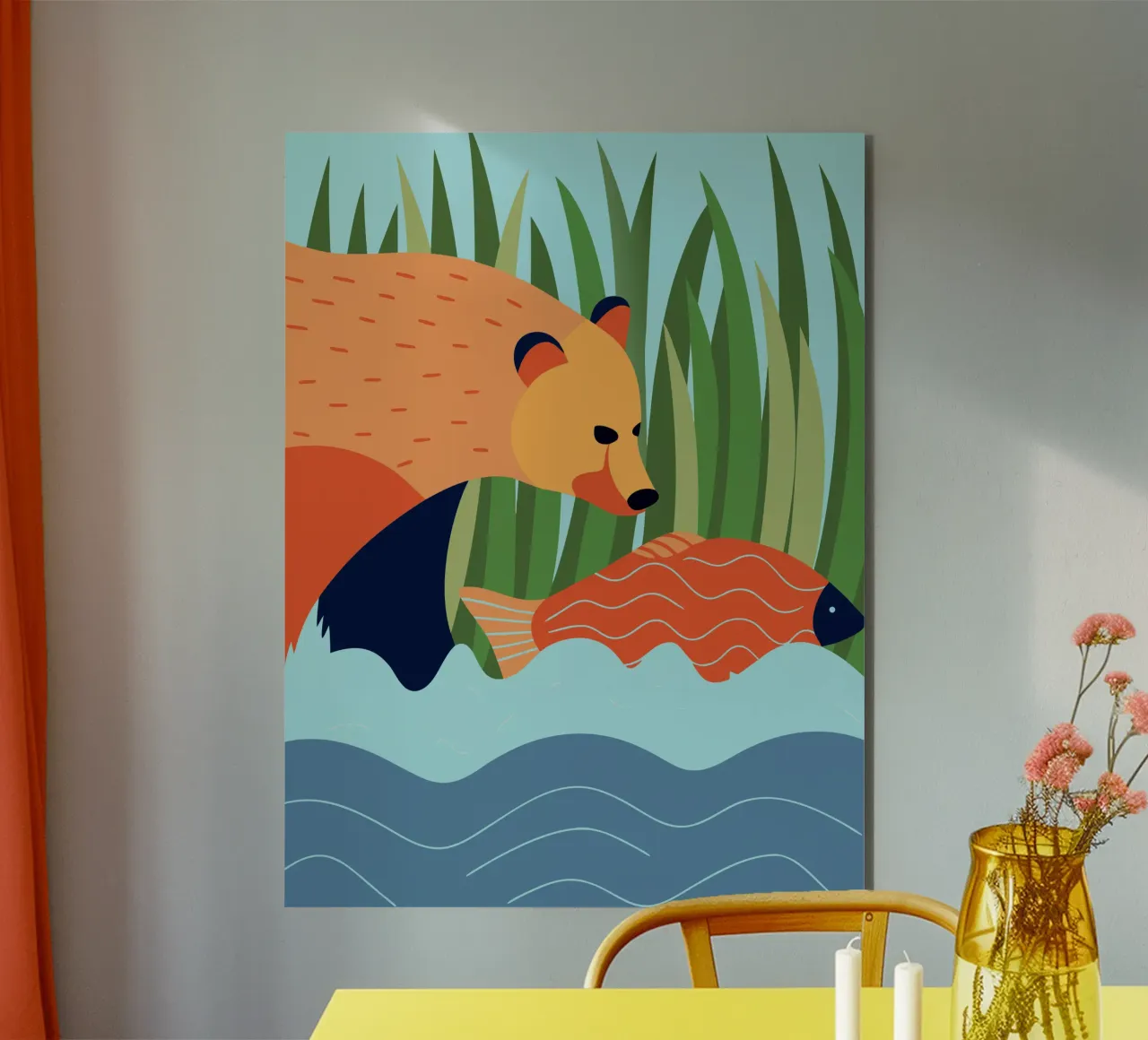 Orso e pesce alluminio dibond da PROTECT ANIMALS