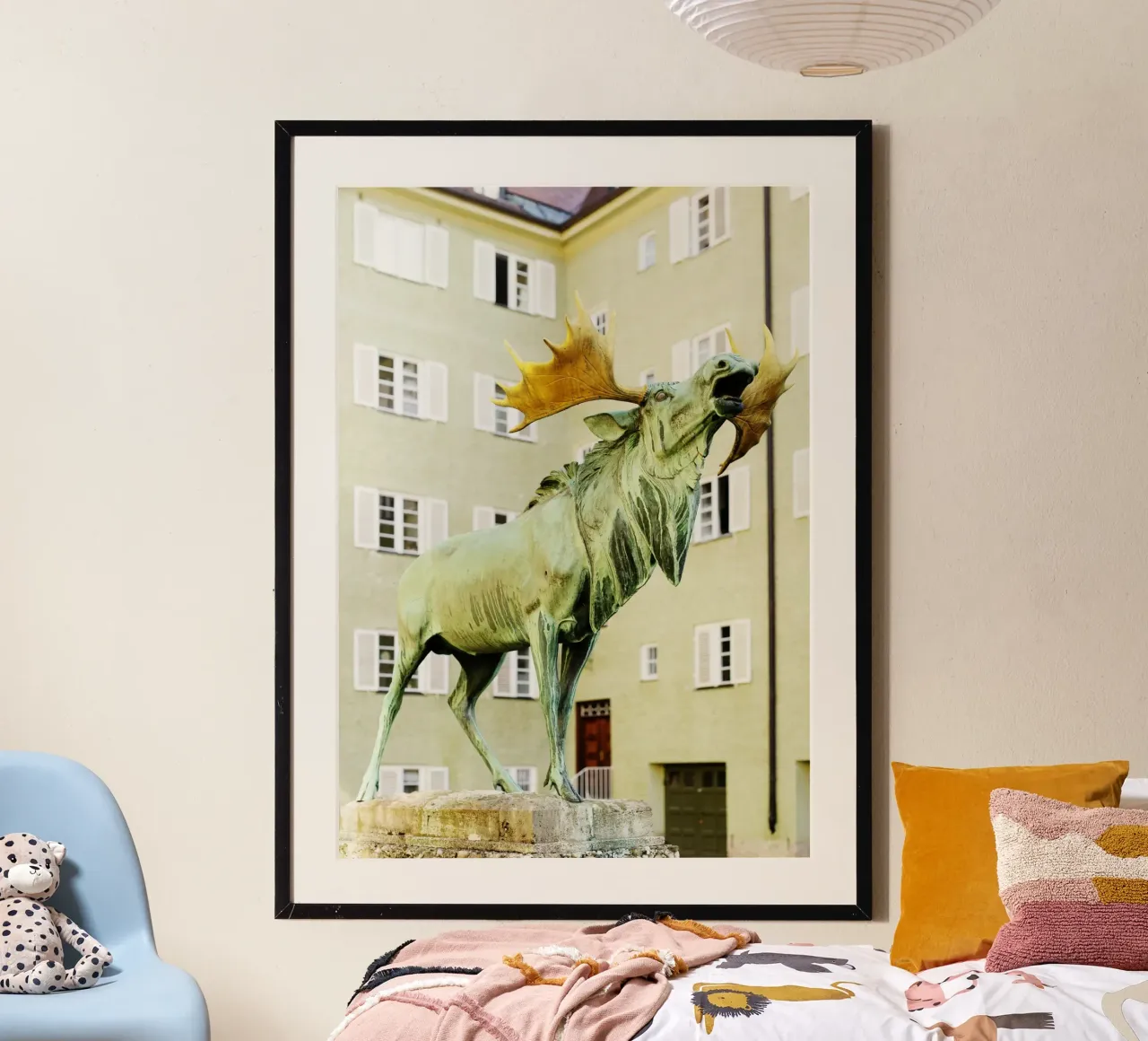 Statua del cervo nel quartiere Borstei di Monaco di Baviera carta hahnemühle da Borstei München