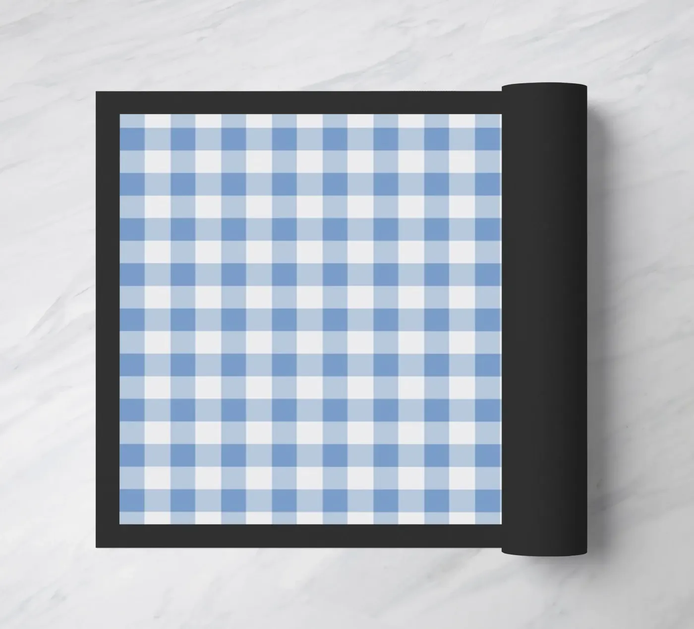 Blue Gingham Check pattern doormat by Altruist Studio