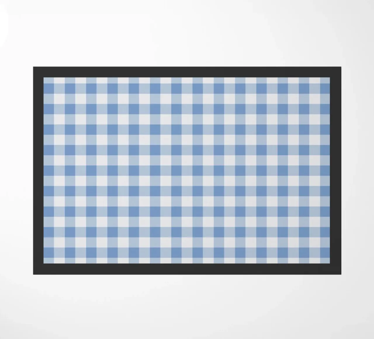 Blue Gingham Check pattern doormat by Altruist Studio