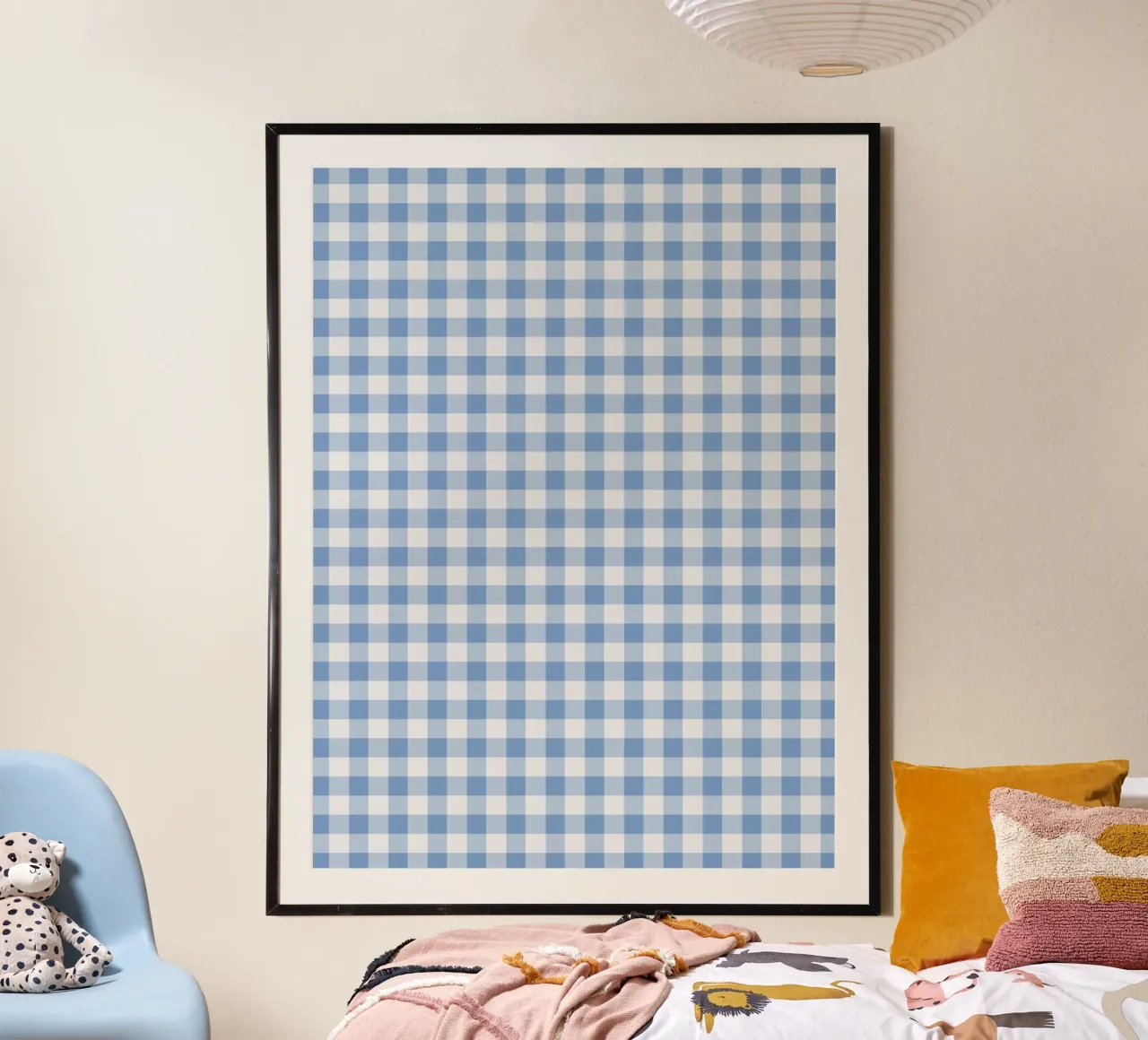 Blue Gingham Check pattern poster by Altruist Studio