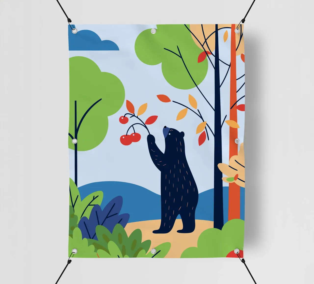 Orso che raccoglie la frutta telo in pvc da PROTECT ANIMALS