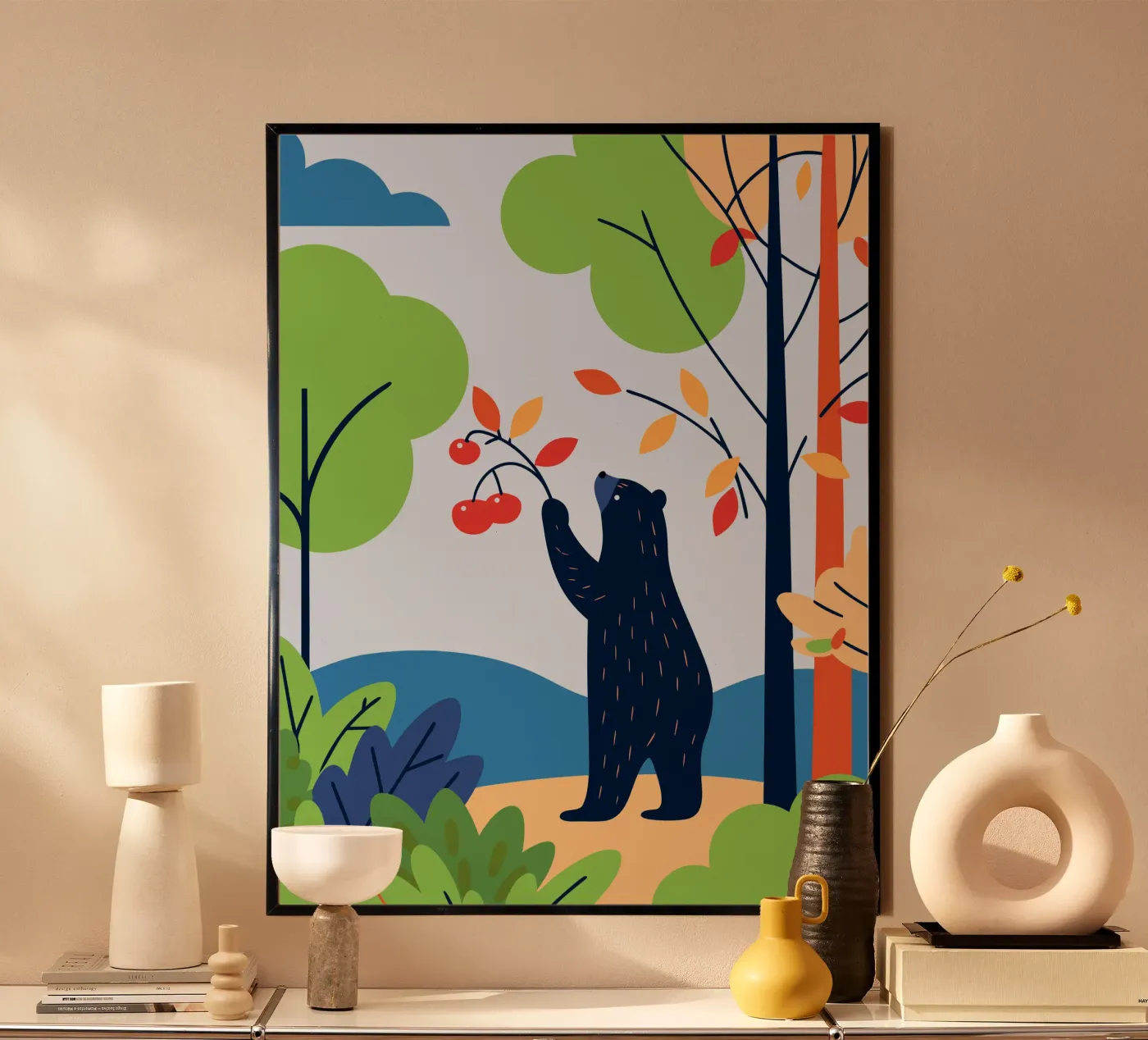 Bear Picking Fruit poster by PROTECT ANIMALS