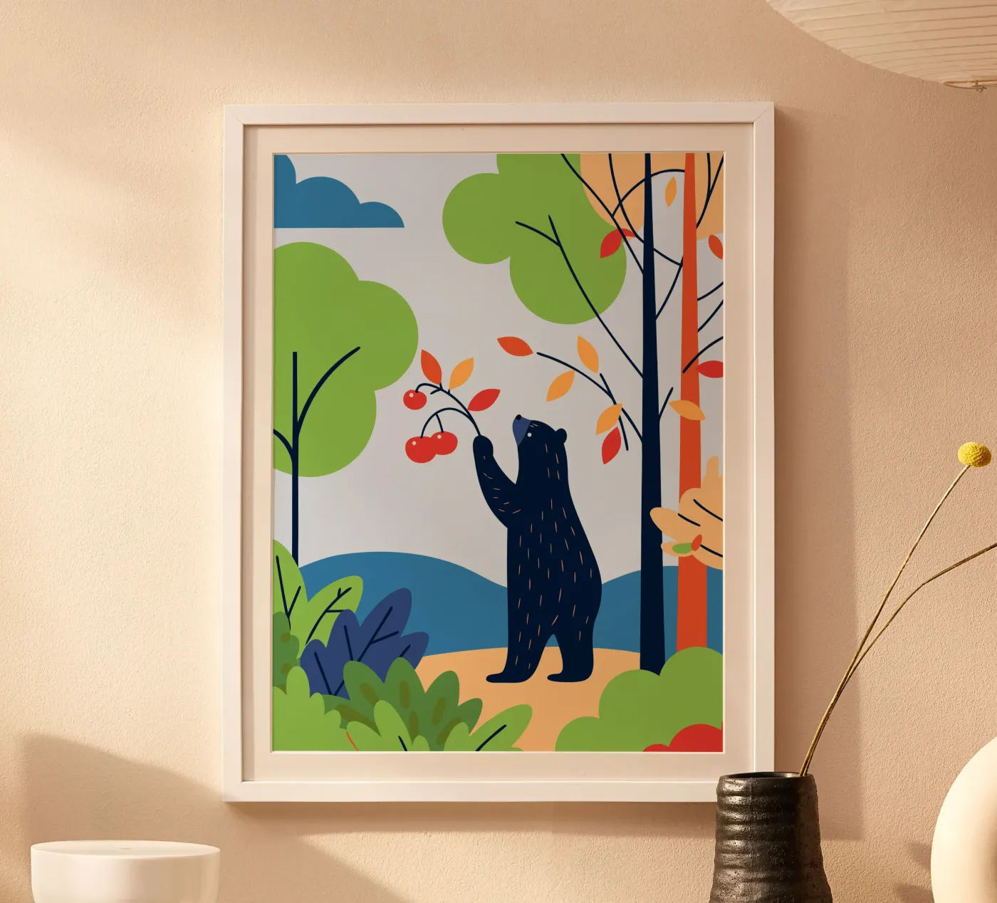 Bear Picking Fruit poster by PROTECT ANIMALS