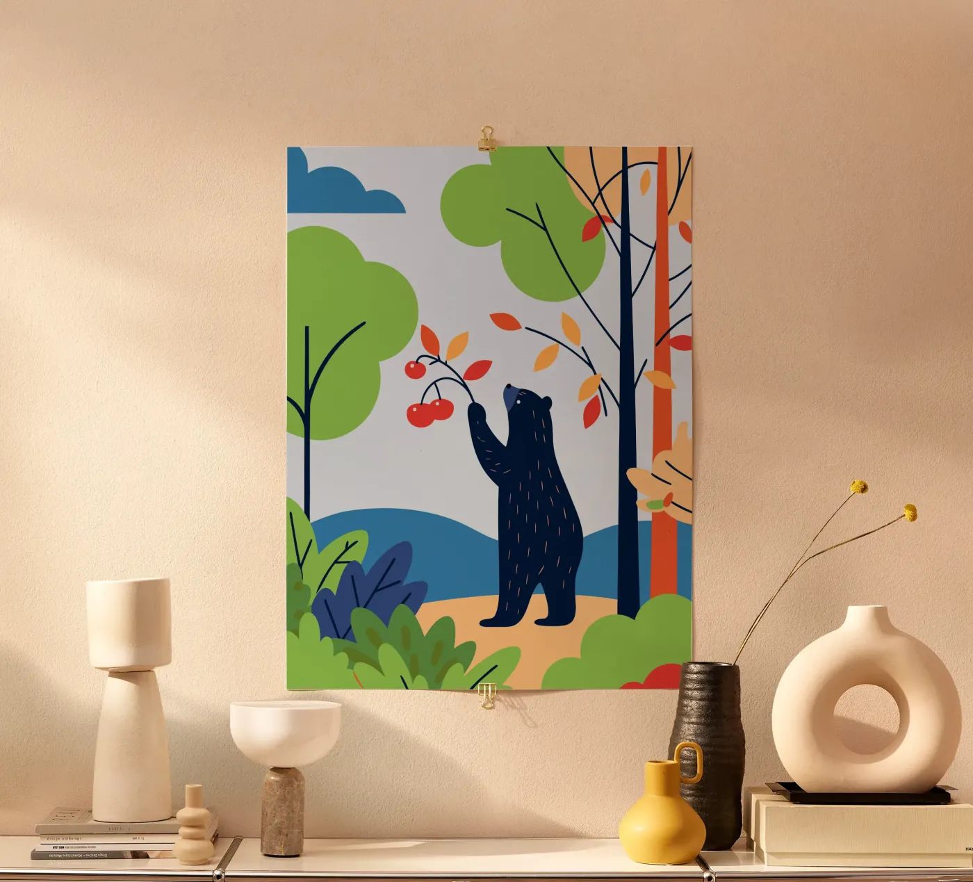 Bear Picking Fruit poster da PROTECT ANIMALS