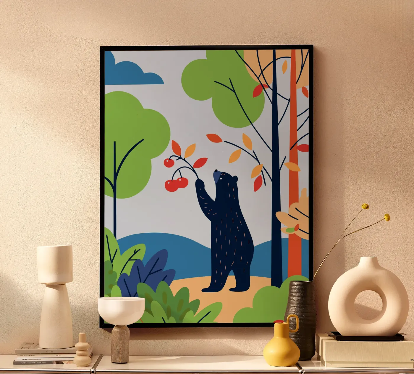 Bear Picking Fruit poster by PROTECT ANIMALS