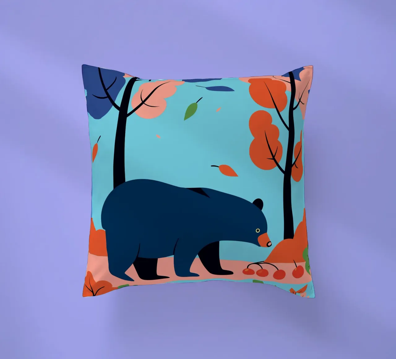 Orso nella foresta d'autunno cuscino da PROTECT ANIMALS