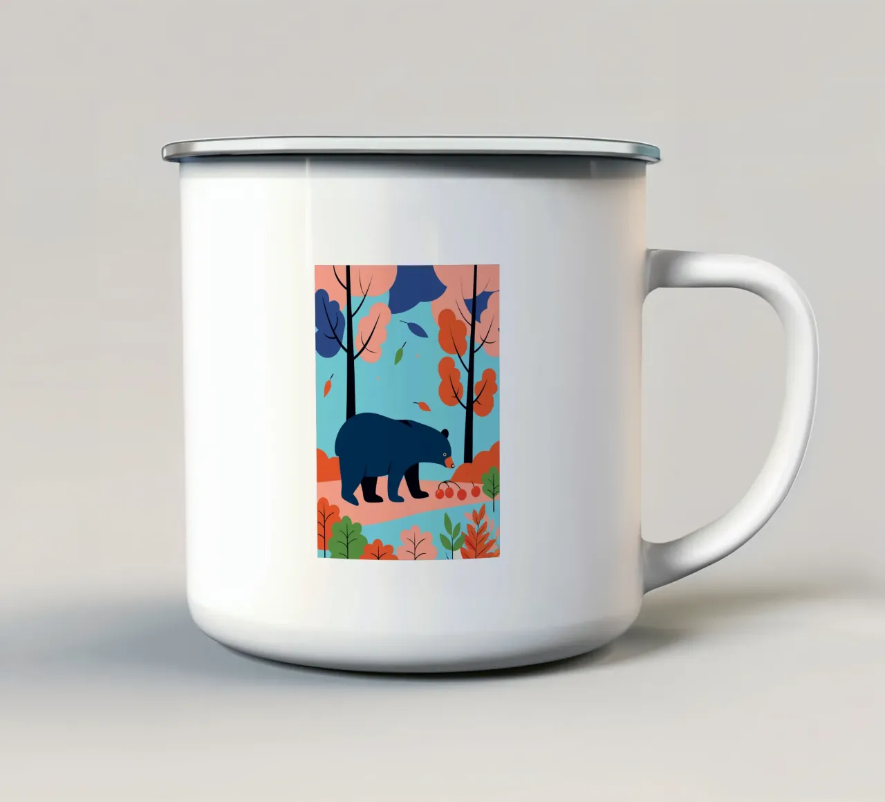 Orso nella foresta d'autunno tazza in smalto da PROTECT ANIMALS