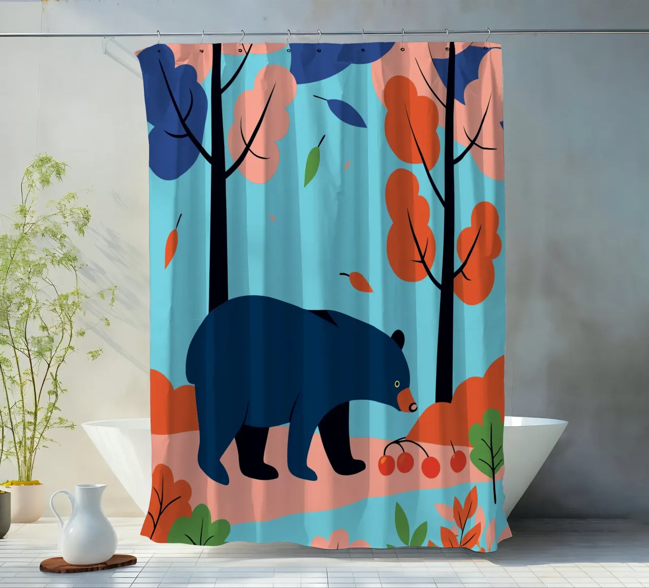Orso nella foresta d'autunno tenda da doccia da PROTECT ANIMALS