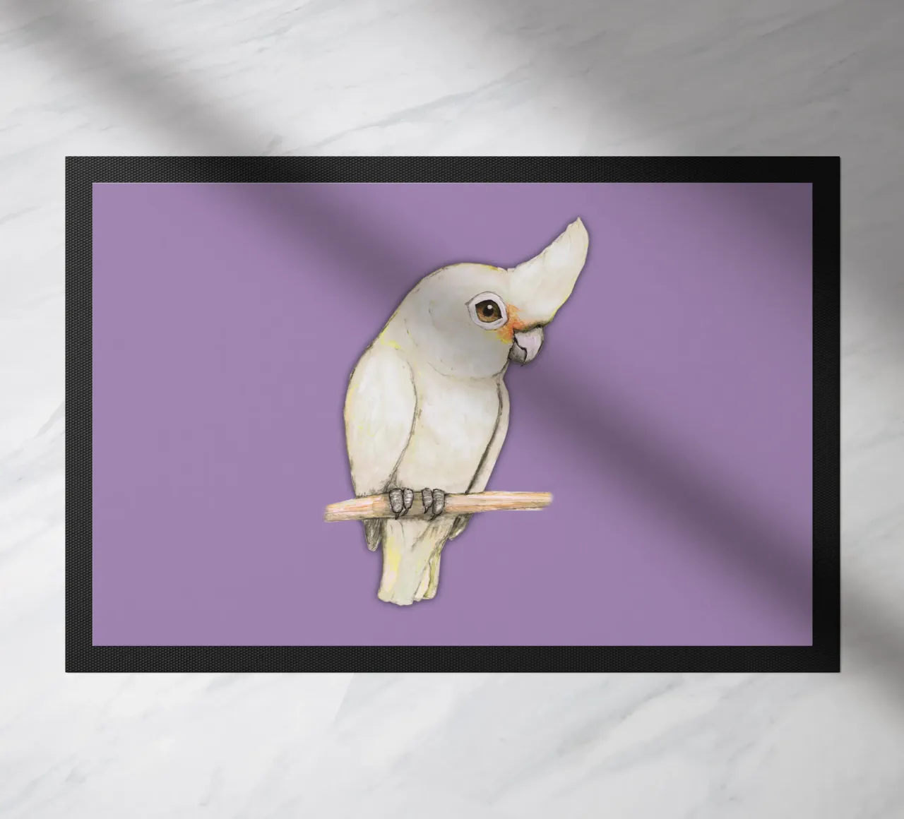 L'acquerello di un simpatico cacatua di Goffin zerbino da BwiseLizzy