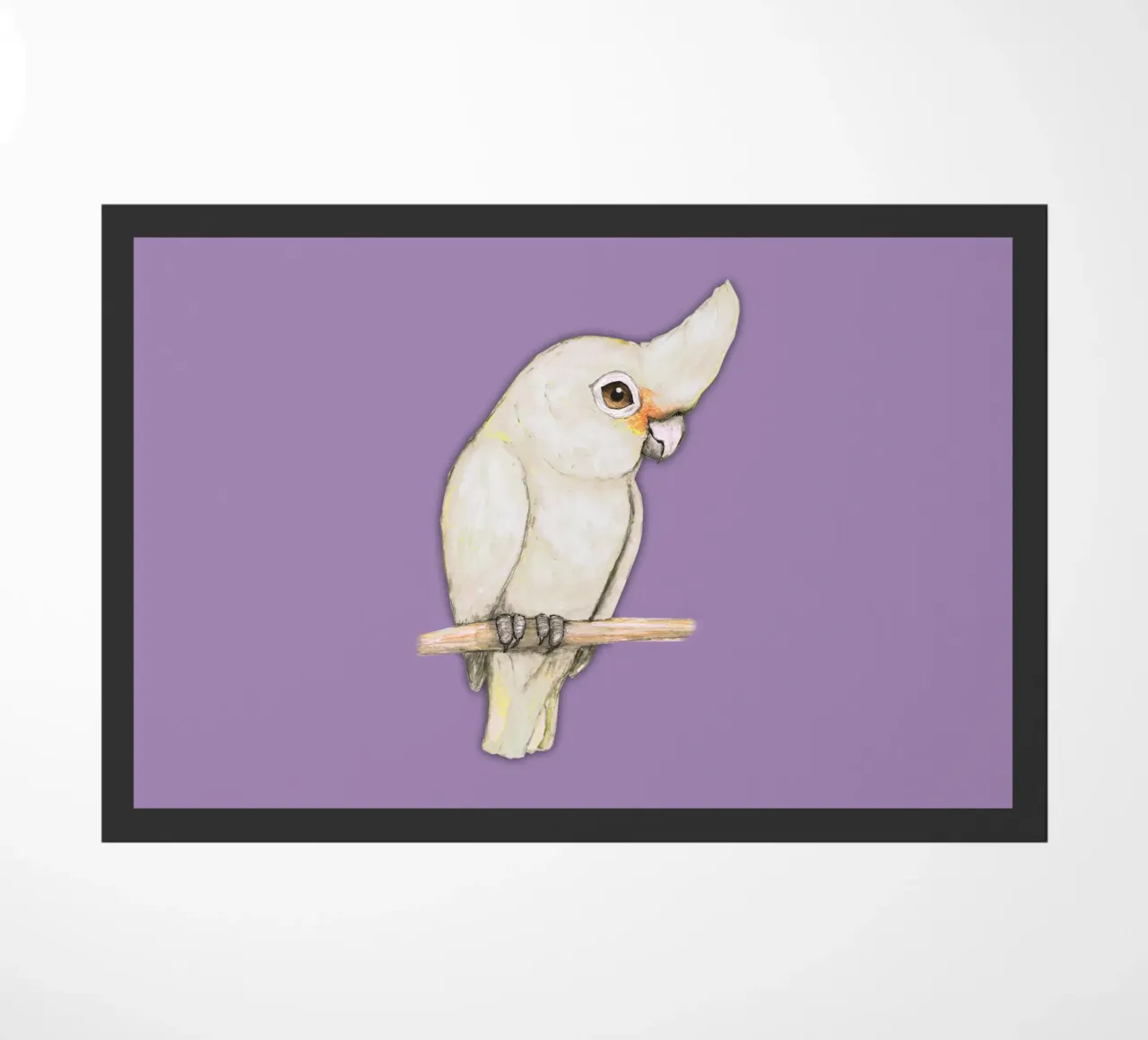 L'acquerello di un simpatico cacatua di Goffin zerbino da BwiseLizzy