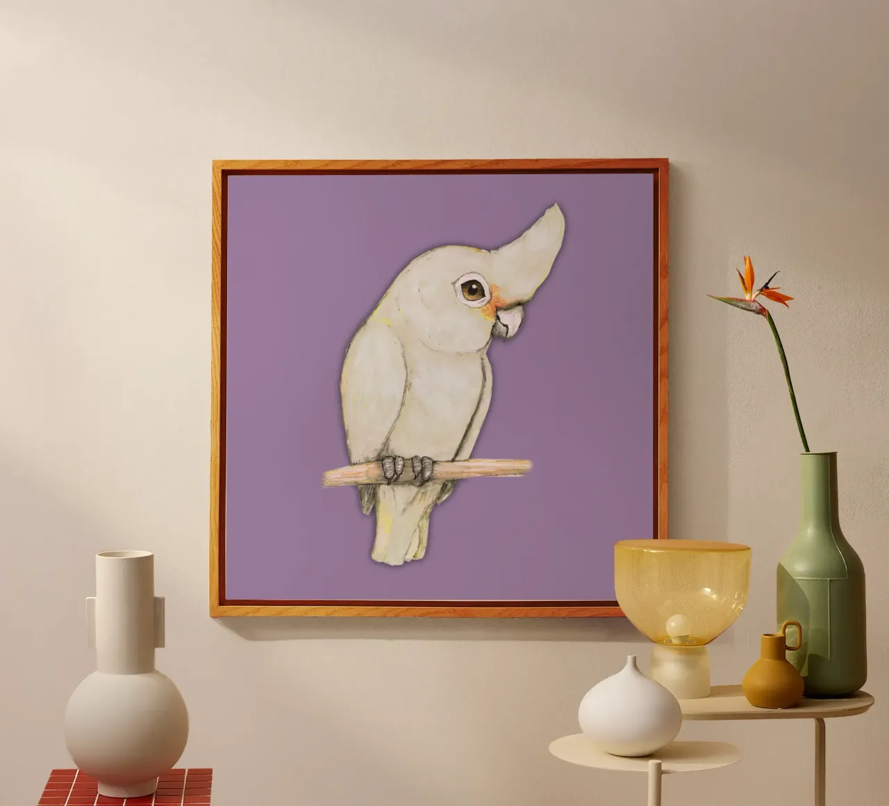 L'acquerello di un simpatico cacatua di Goffin plexiglass da BwiseLizzy