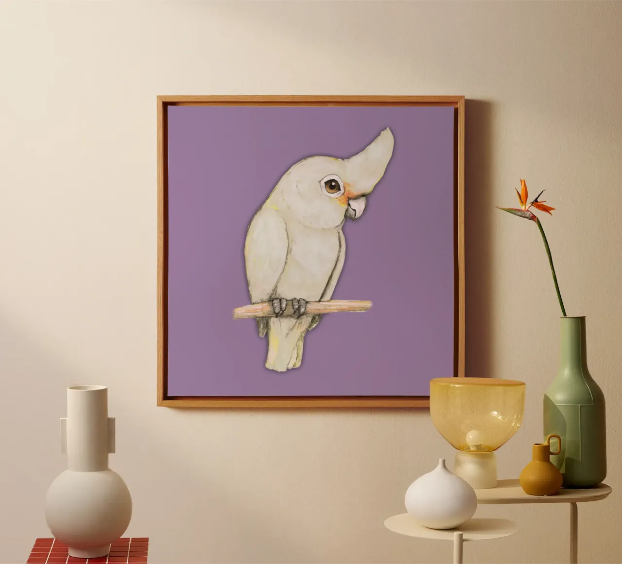 L'acquerello di un simpatico cacatua di Goffin tela da BwiseLizzy
