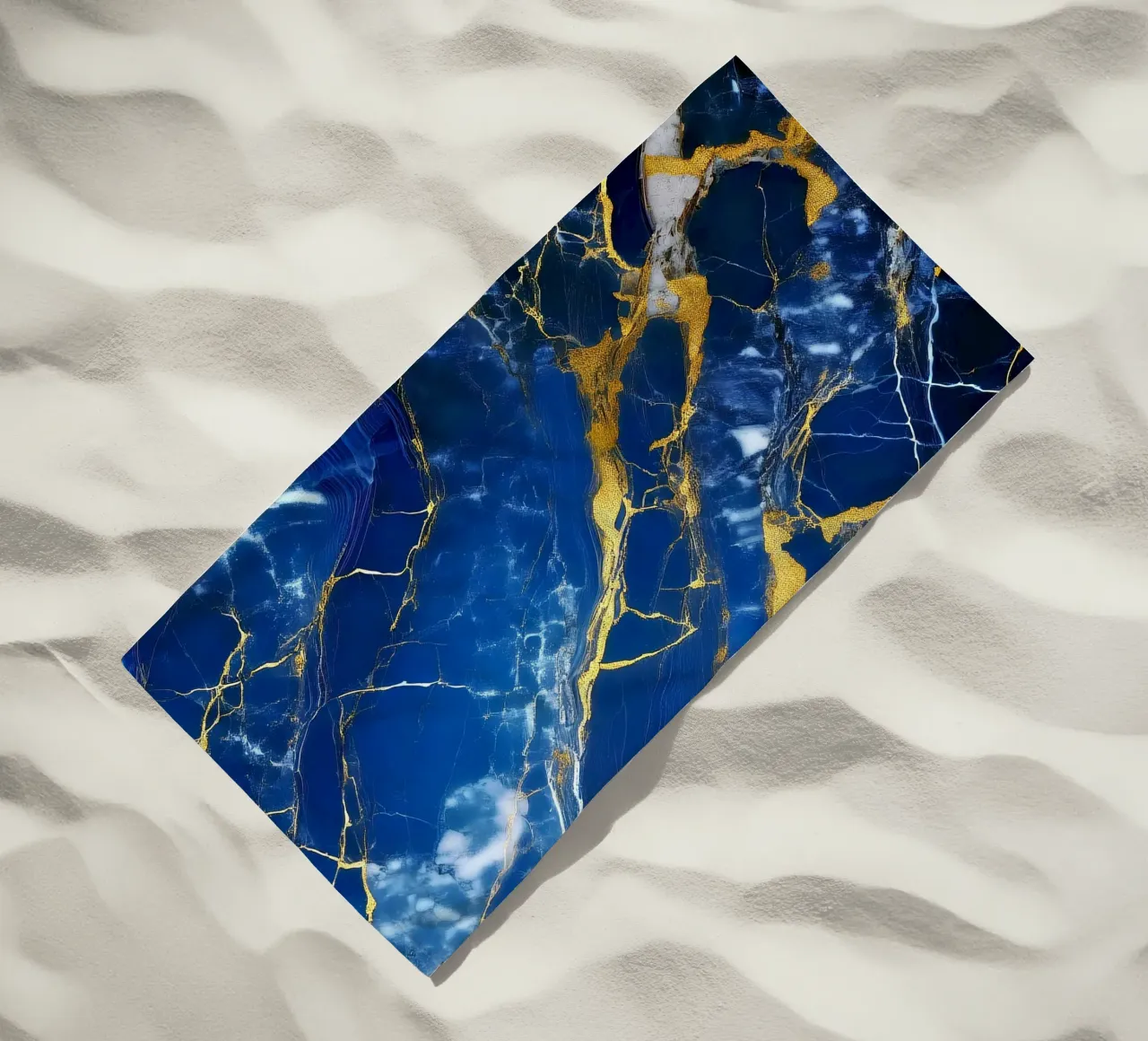 Marble print - Blue #3 beach towel by Hightown Design