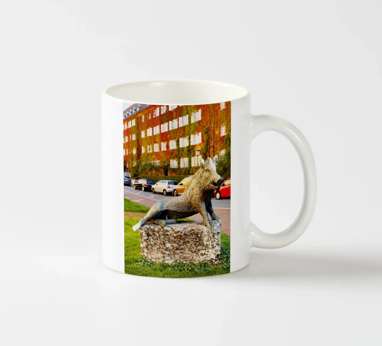Statua del cinghiale, quartiere Borstei di Monaco di Baviera tazza in ceramica da Borstei München