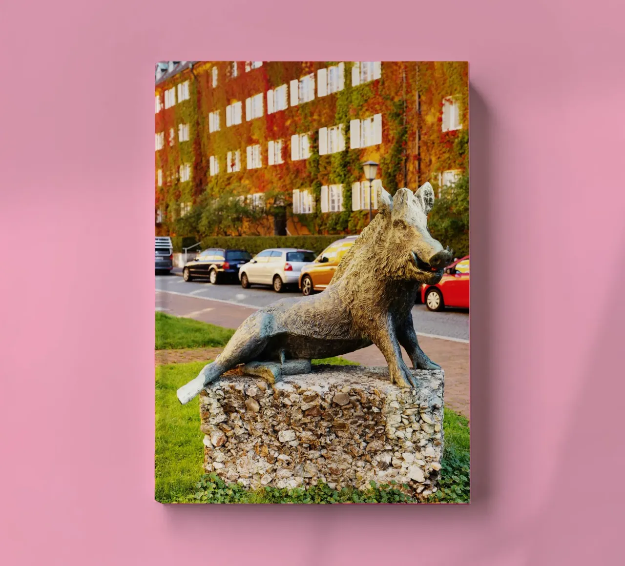 Statua del cinghiale, quartiere Borstei di Monaco di Baviera diario da Borstei München