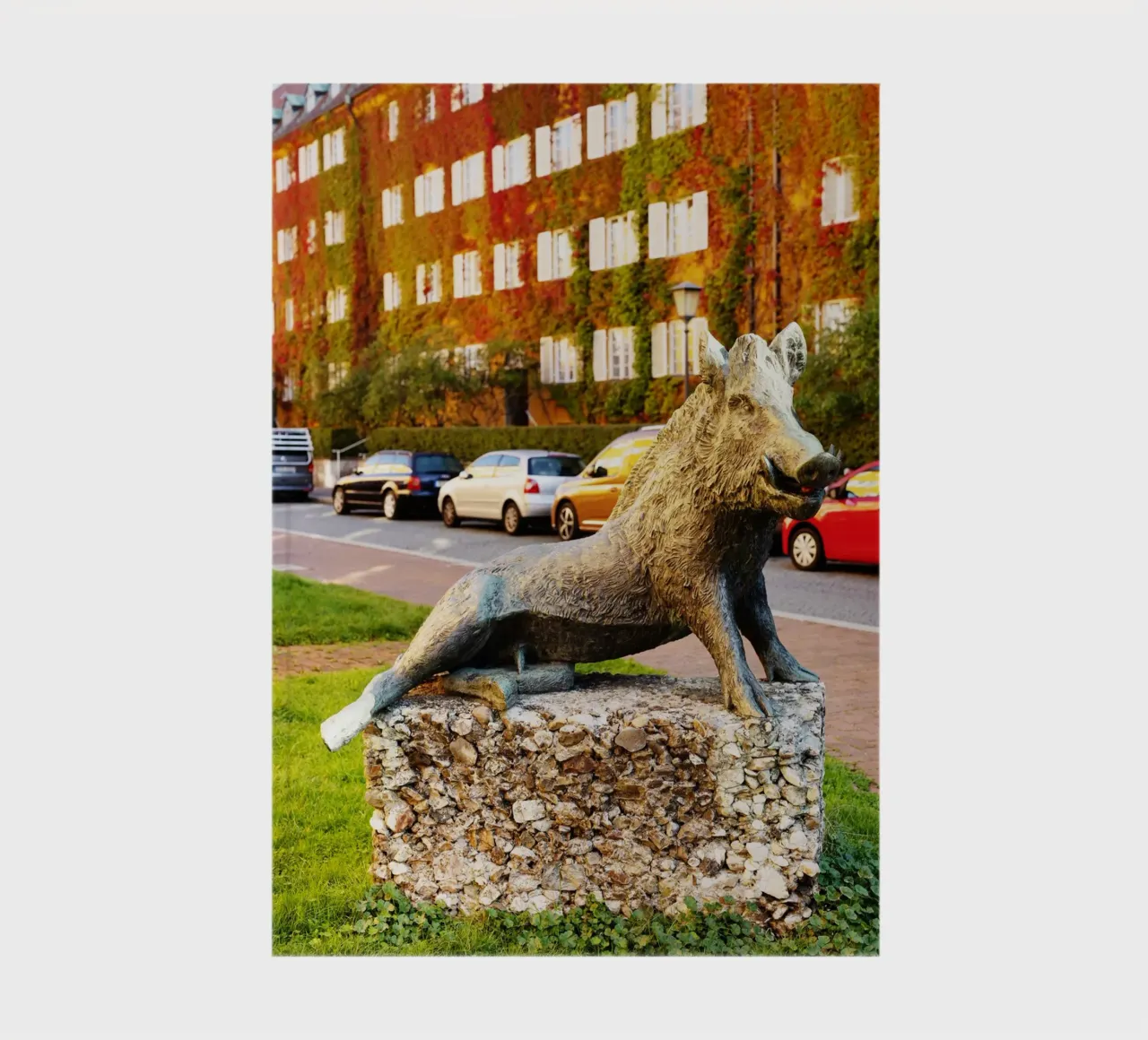 Statua del cinghiale, quartiere Borstei di Monaco di Baviera diario da Borstei München
