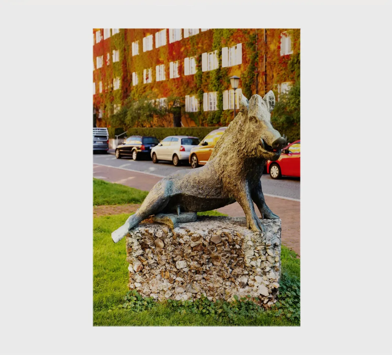 Statua del cinghiale, quartiere Borstei di Monaco di Baviera diario da Borstei München