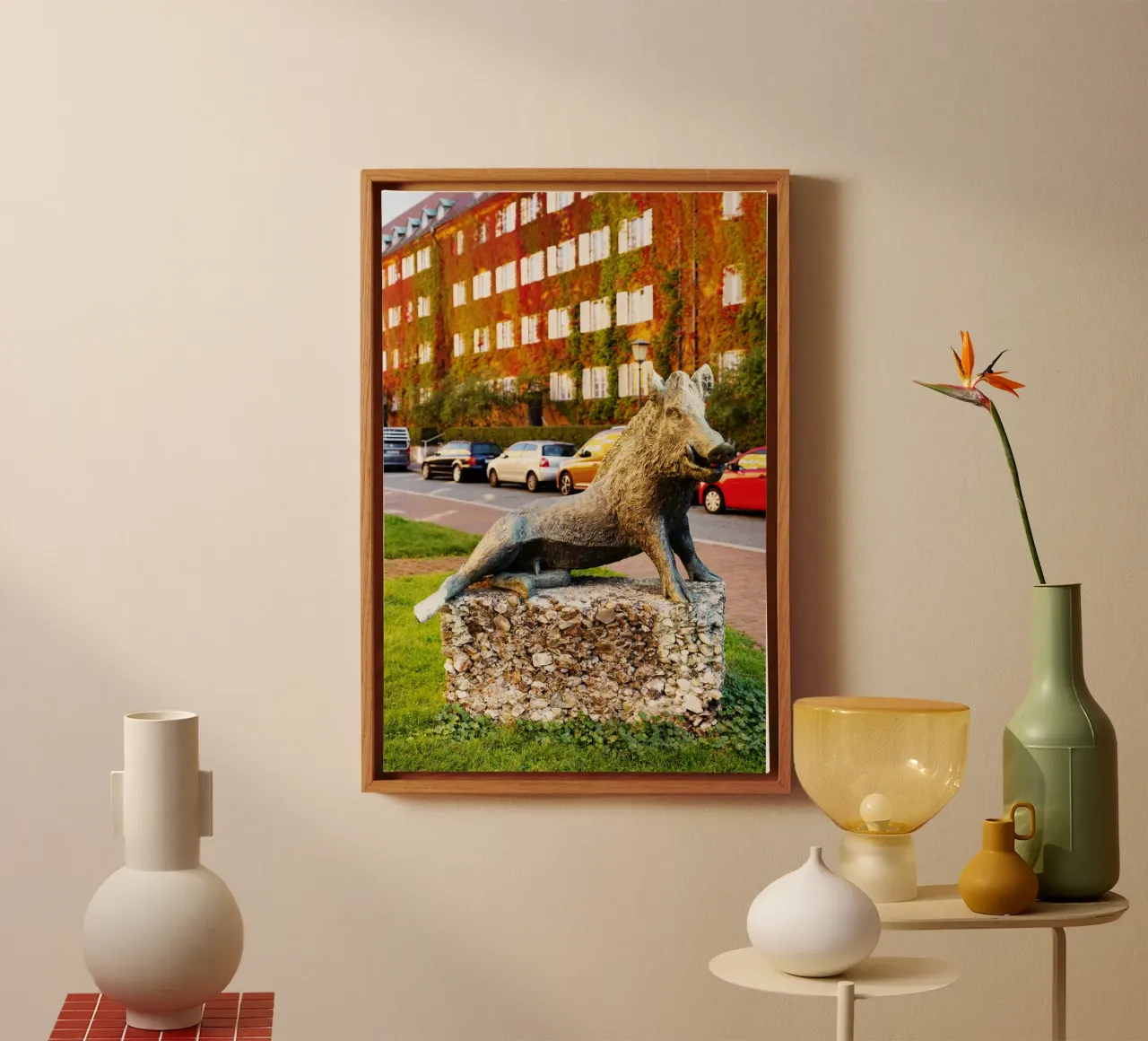 Statua del cinghiale, quartiere Borstei di Monaco di Baviera tela da Borstei München