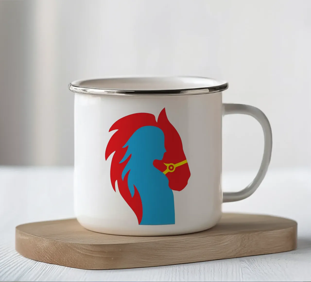 donne e cavallo tazza in smalto da xandrax
