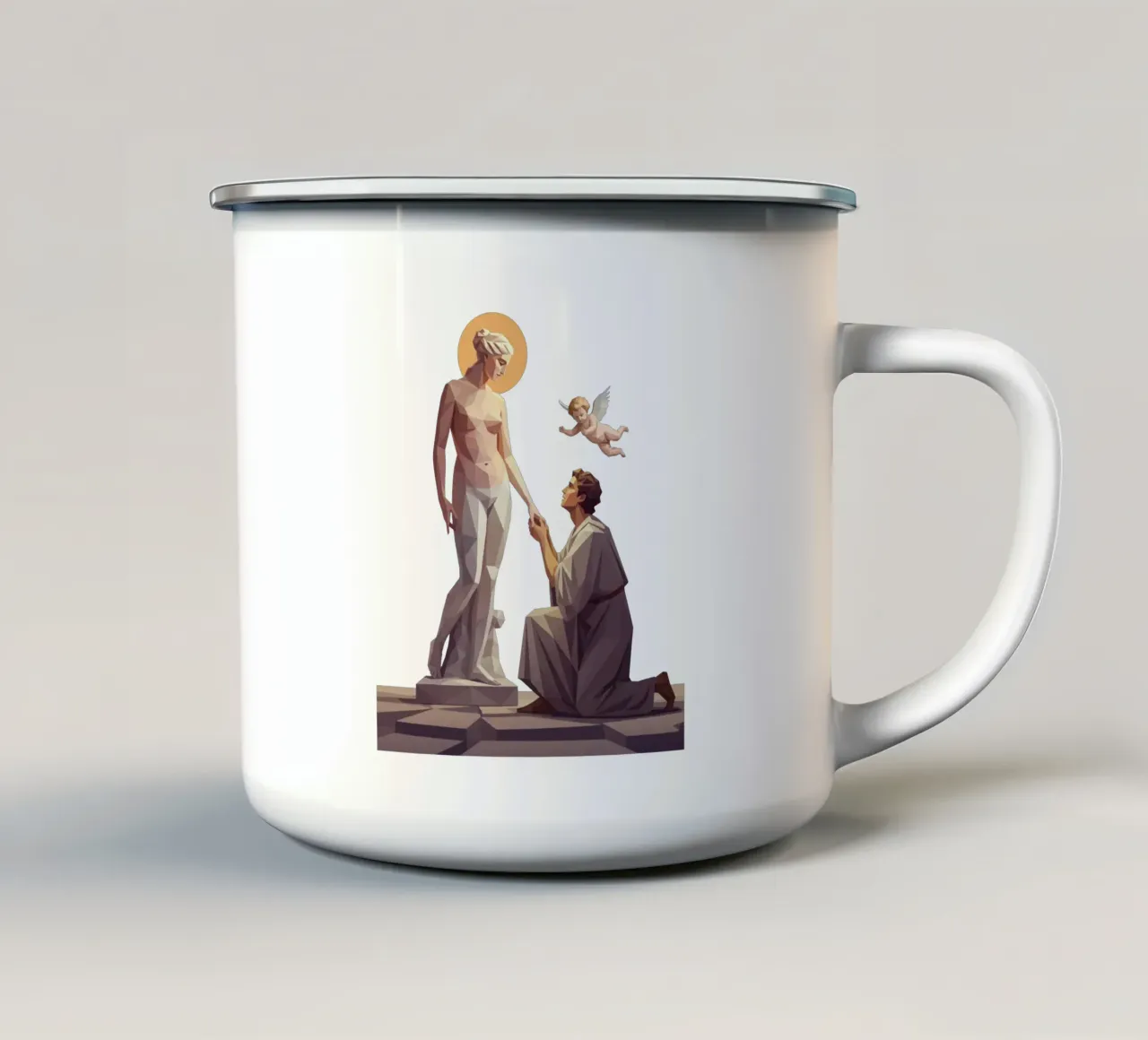 Pigmalione e Galatea Lowpoly tazza in smalto da Low Profile