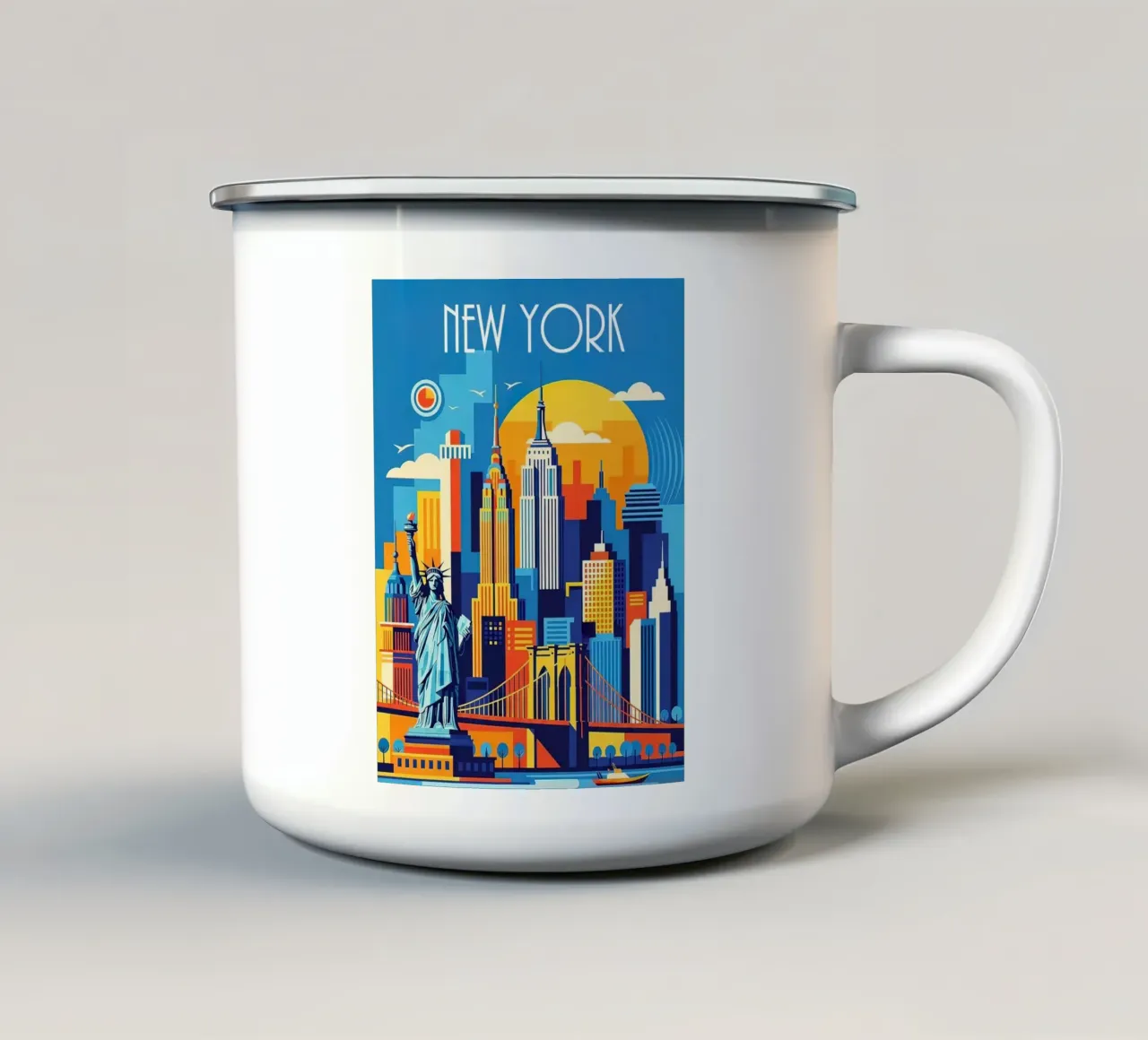Poster di viaggio di New York tazza in smalto da 🎁 NOBELART