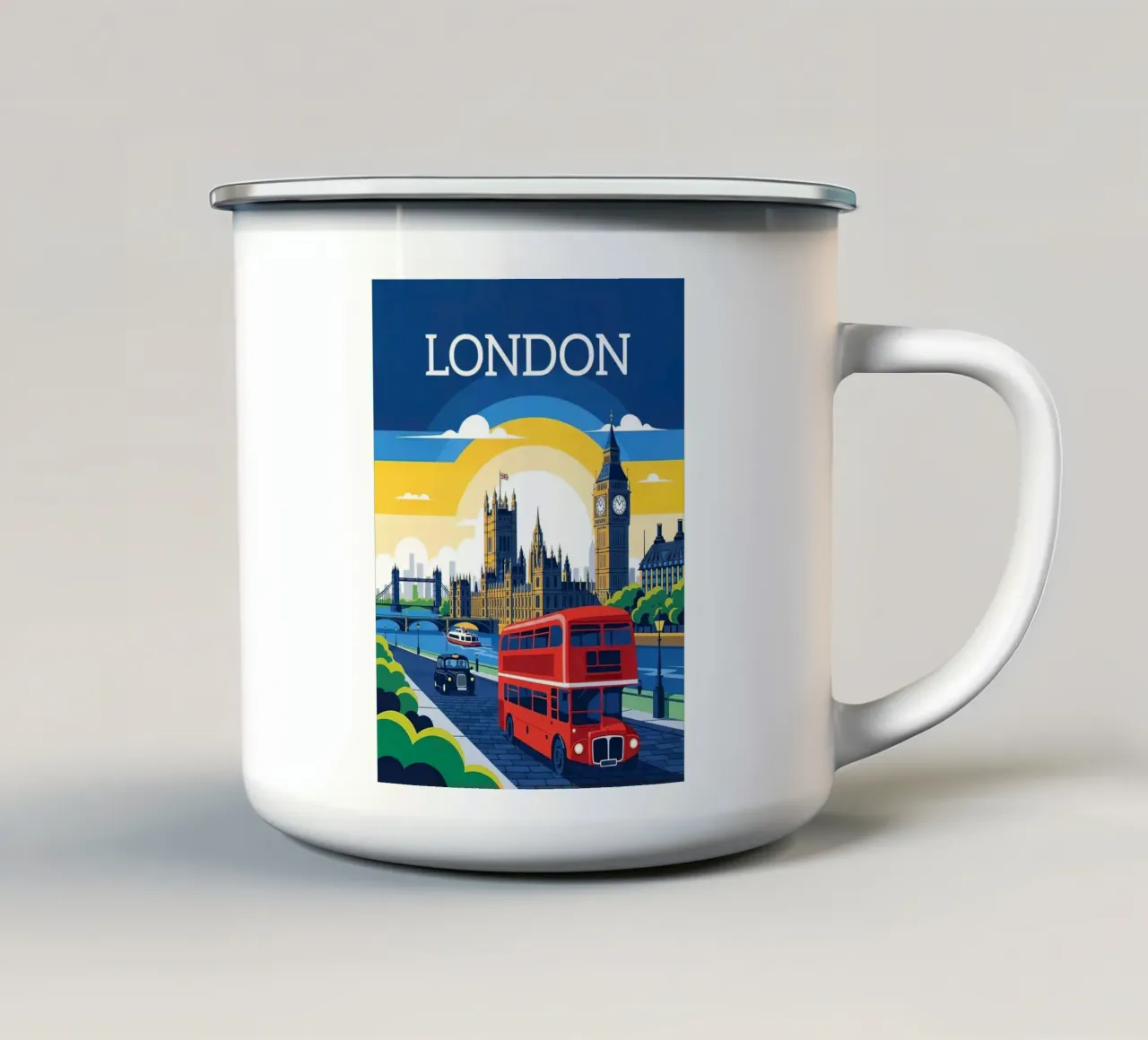 London travel poster tazza in smalto da 🎁 NOBELART