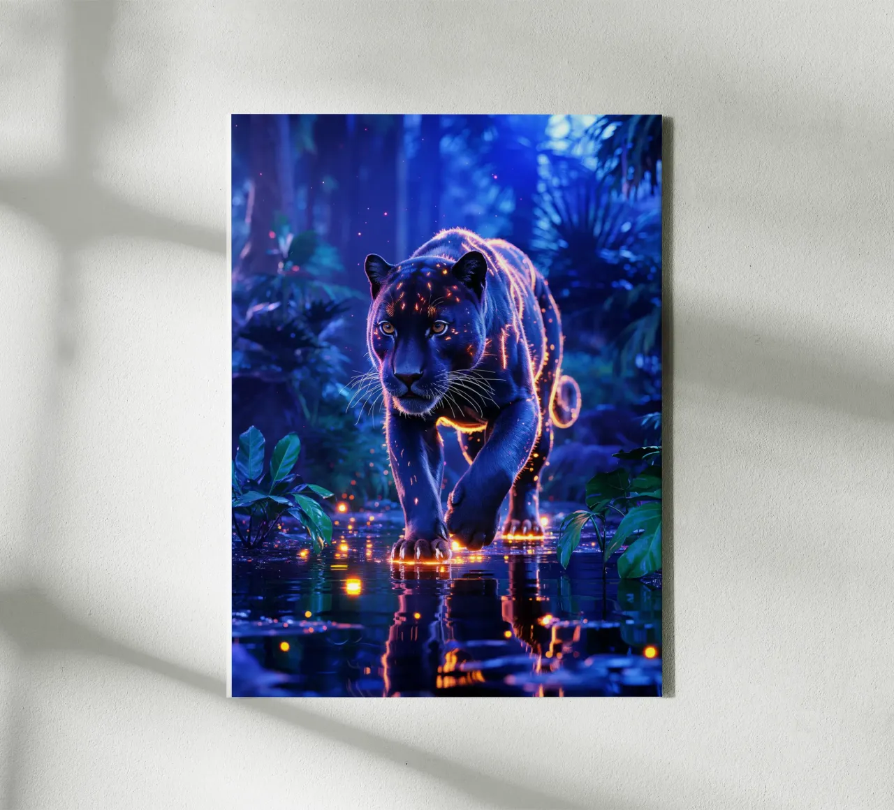 Magic panther in an illuminated jungle canvas by Plain Thoughts