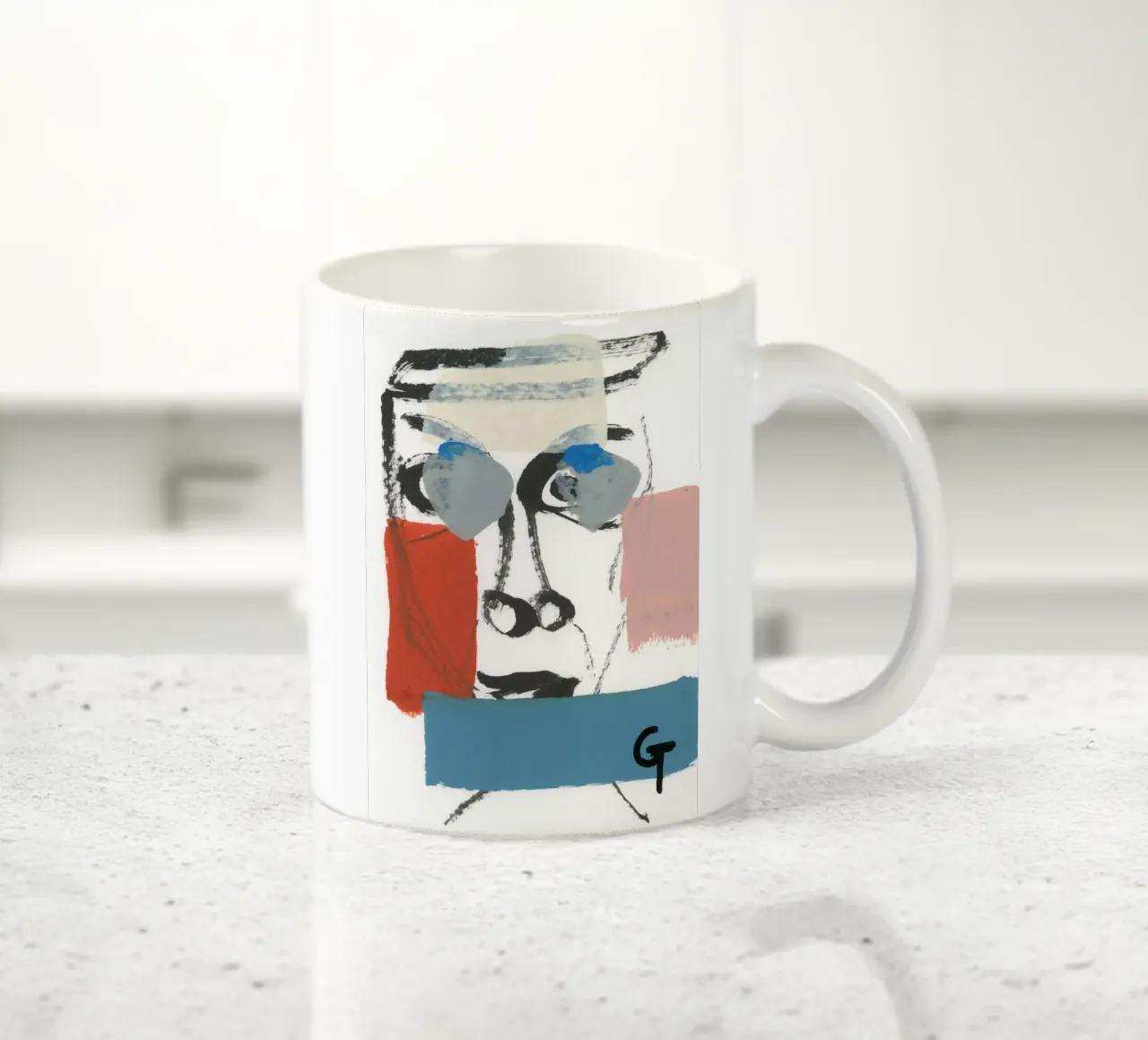 Viso ovale 3 tazza in ceramica da gtobonart