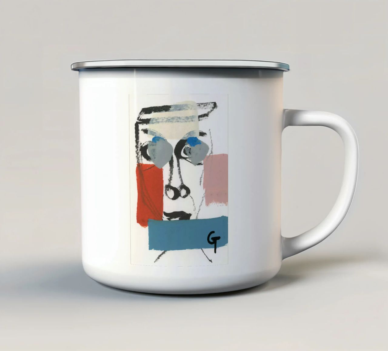 Viso ovale 3 tazza in smalto da gtobonart