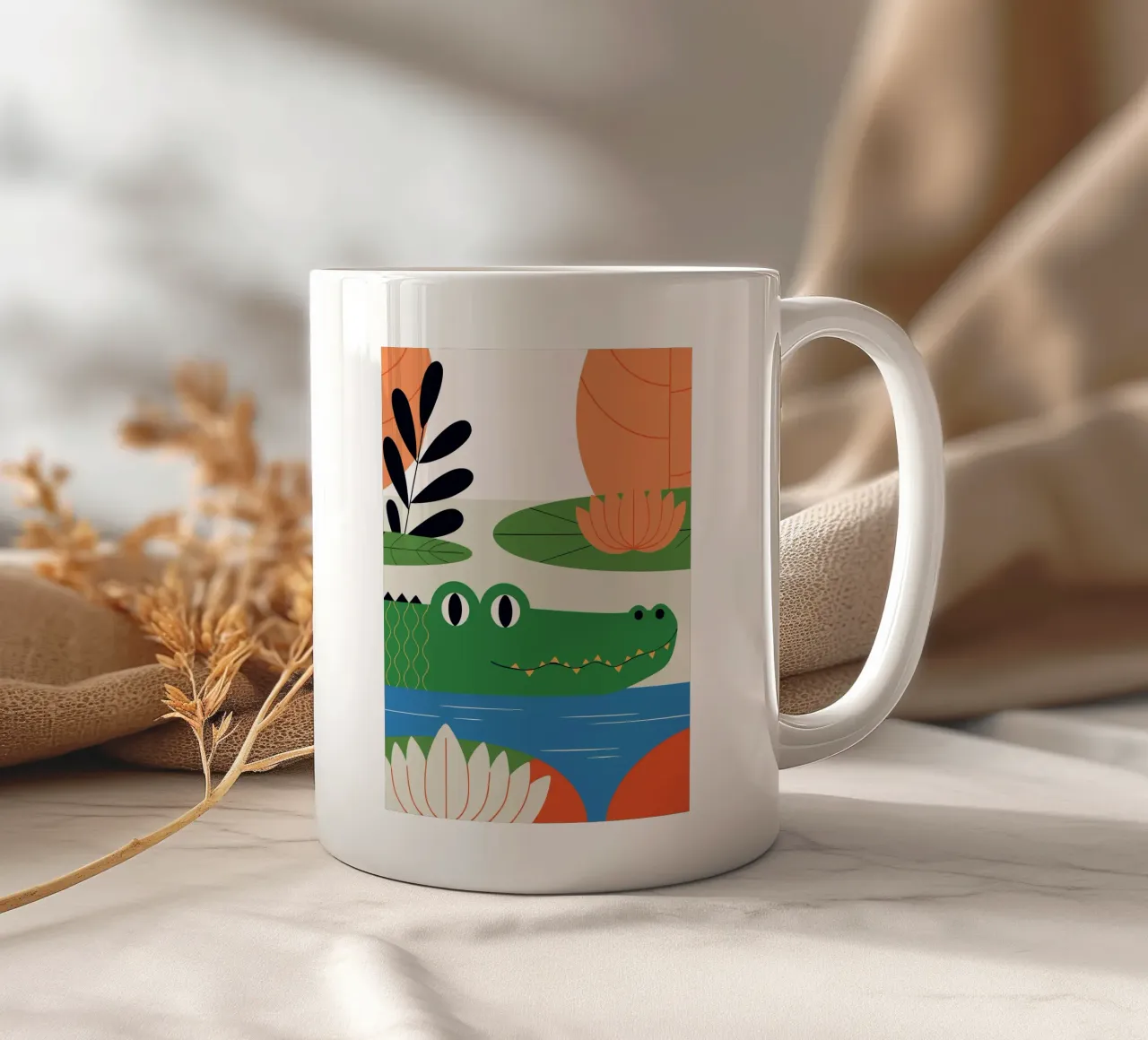 Coccodrilli nel lago Lotus tazza in ceramica da PROTECT ANIMALS