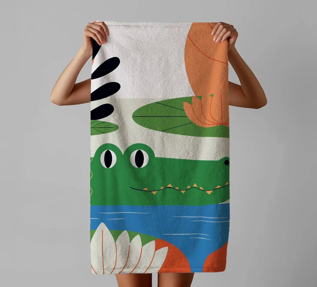 Krokodile im Lotus-See Handtuch von PROTECT ANIMALS