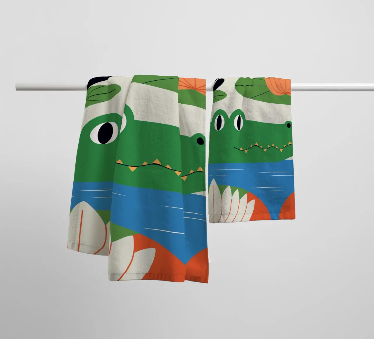 Krokodile im Lotus-See Handtuch von PROTECT ANIMALS