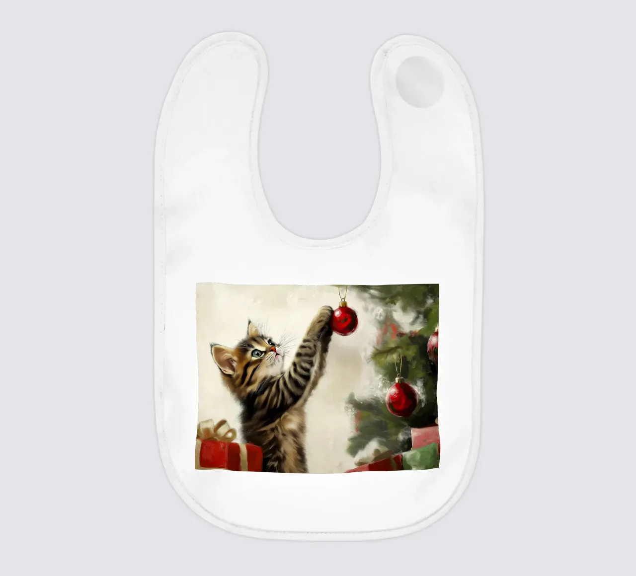 Gatto curioso di Natale - Momento di gioco bavaglino da Cozy Vibes