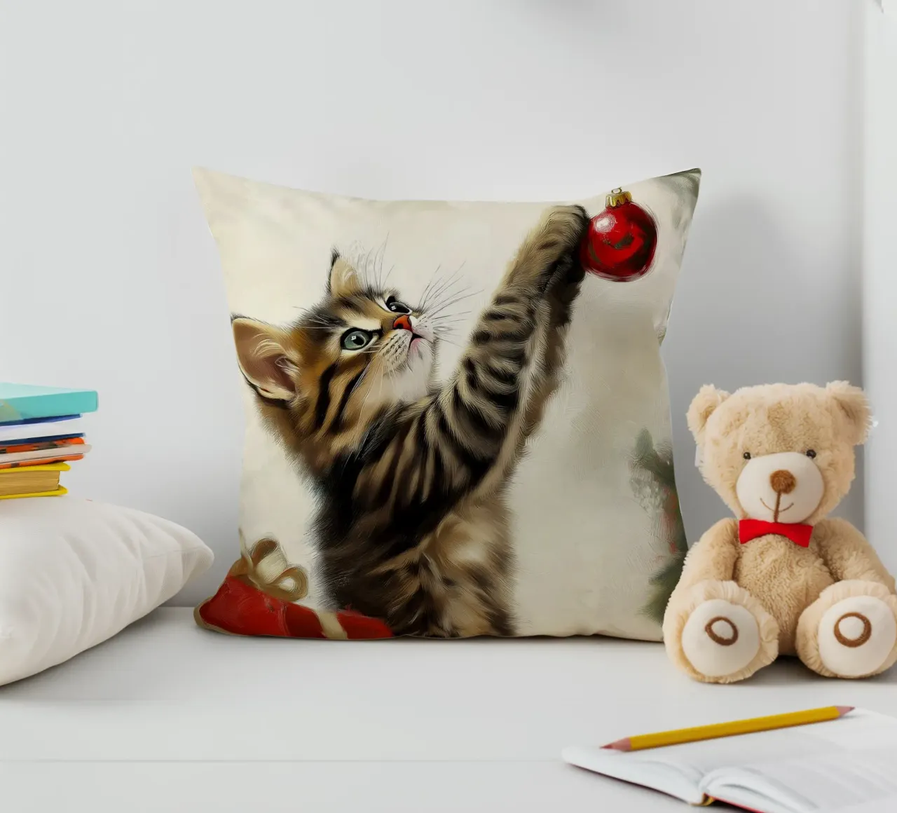 Gatto curioso di Natale - Momento di gioco cuscino da Cozy Vibes