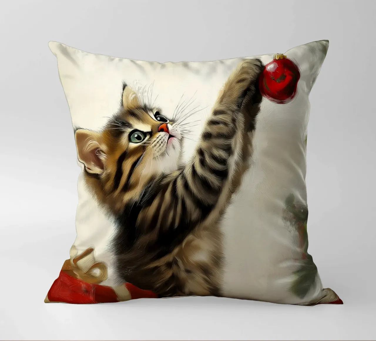Gatto curioso di Natale - Momento di gioco cuscino da Cozy Vibes