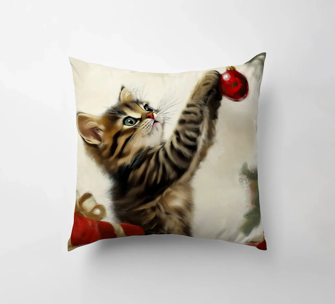 Gatto curioso di Natale - Momento di gioco cuscino da Cozy Vibes