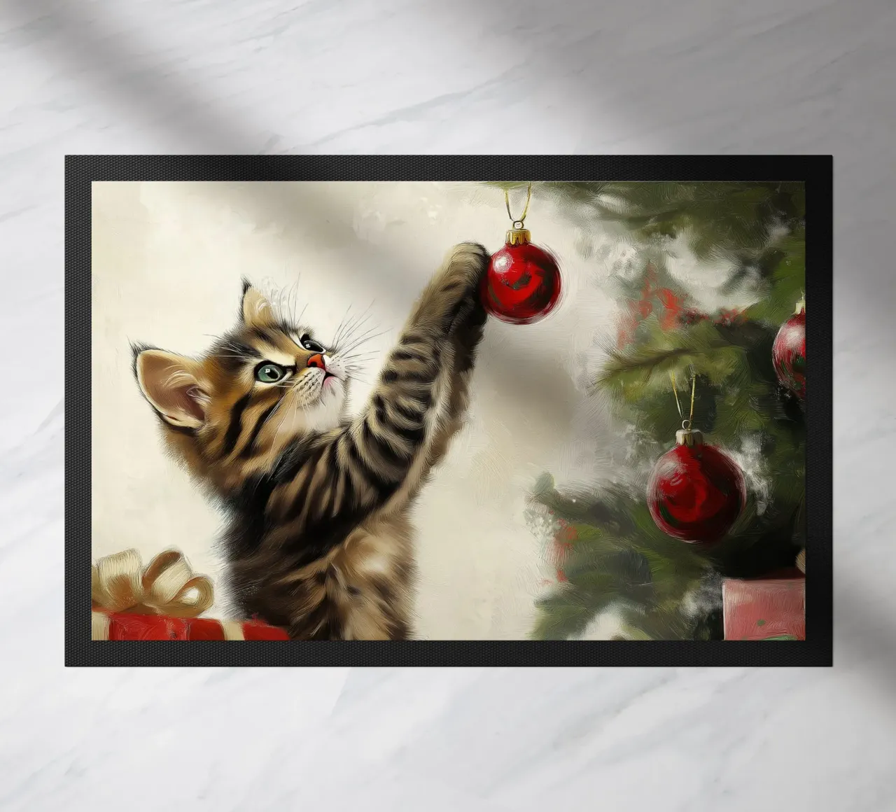Gatto curioso di Natale - Momento di gioco zerbino da Cozy Vibes