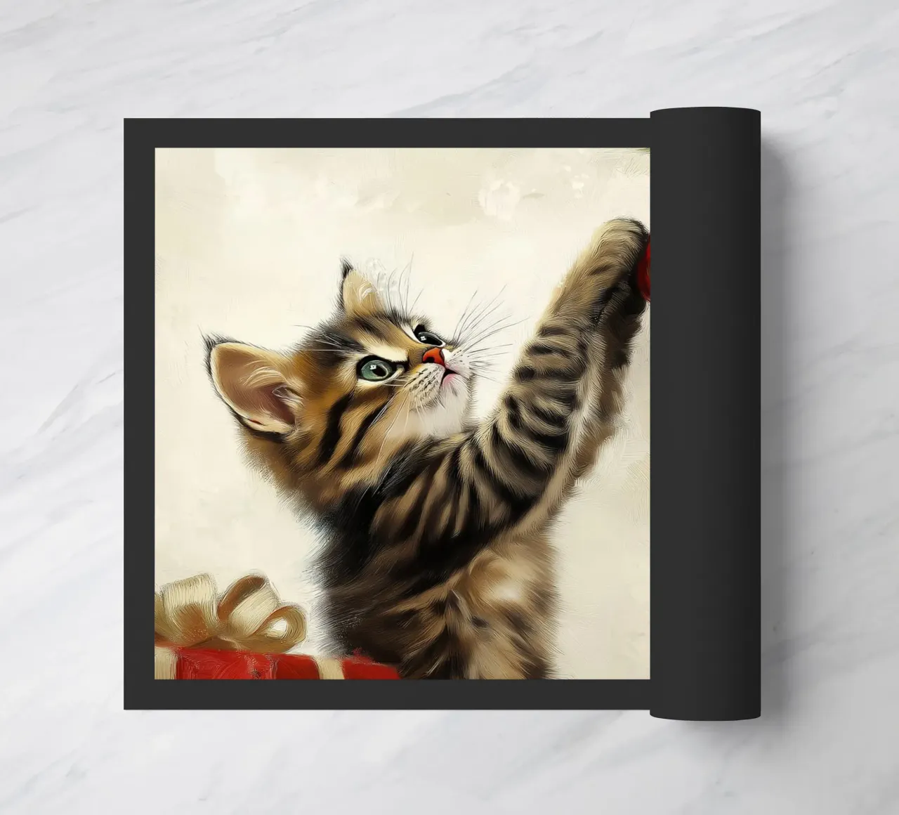 Gatto curioso di Natale - Momento di gioco zerbino da Cozy Vibes
