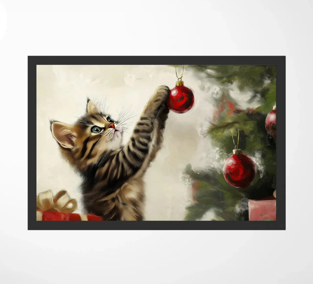 Gatto curioso di Natale - Momento di gioco zerbino da Cozy Vibes