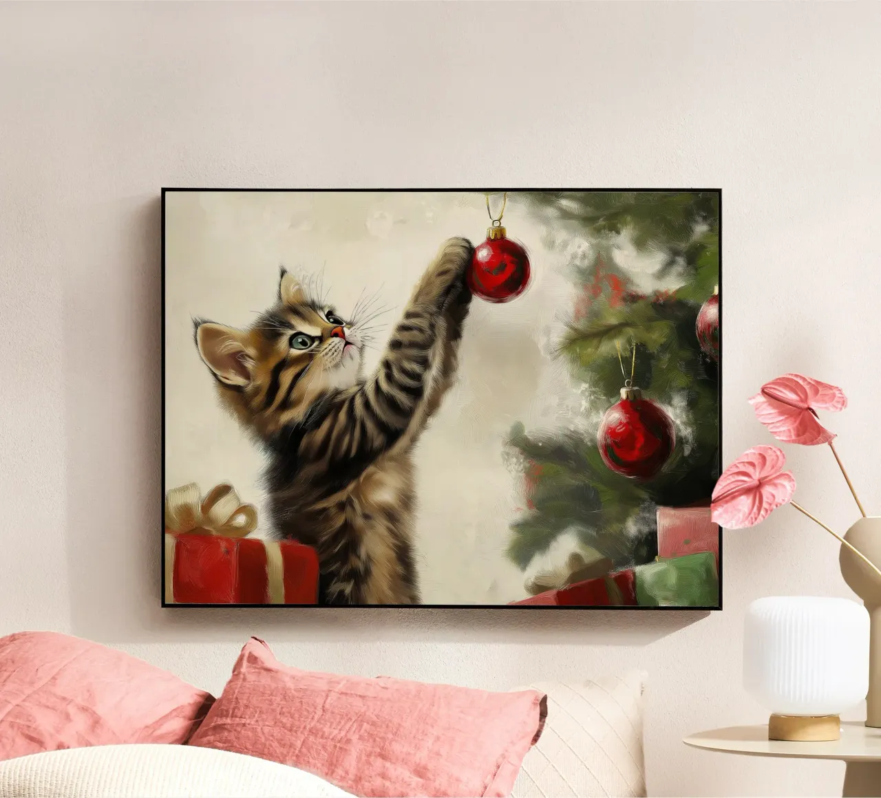 Gatto curioso di Natale - Momento di gioco plexiglass da Cozy Vibes