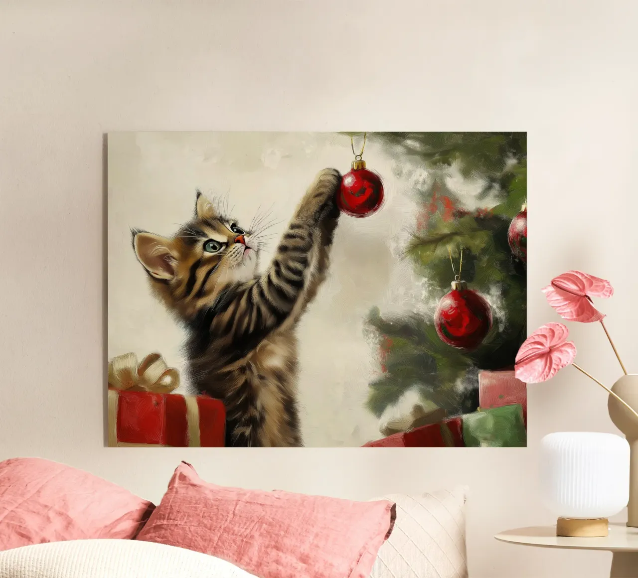 Gatto curioso di Natale - Momento di gioco plexiglass da Cozy Vibes