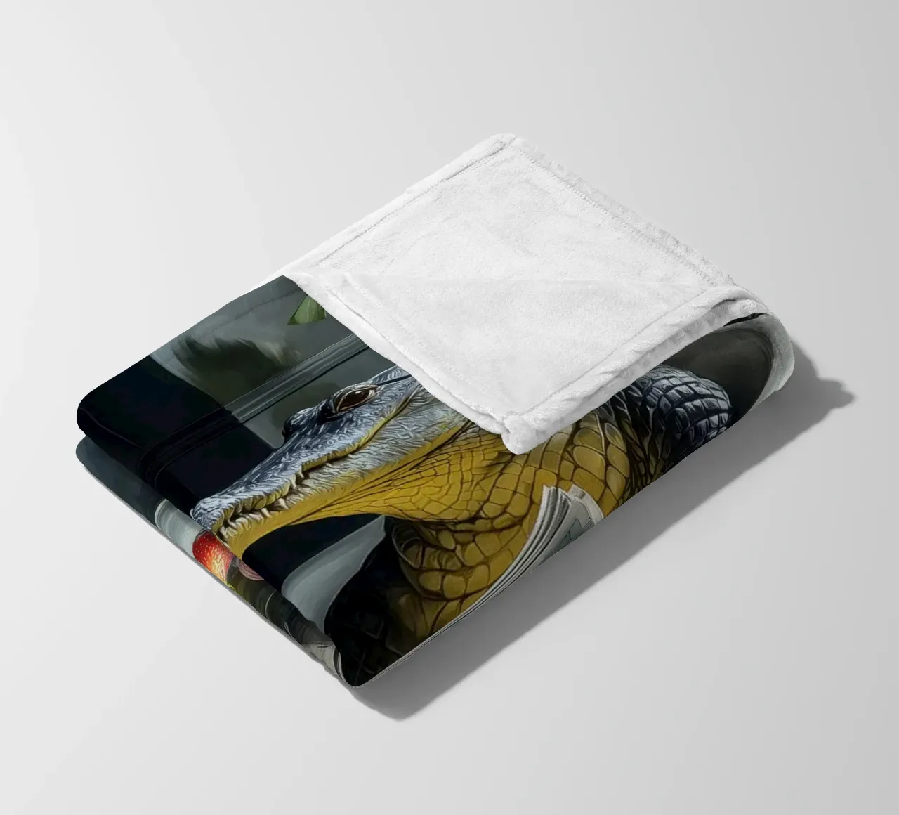 Il coccodrillo si rilassa nella vasca da bagno coperta in pile da Justyna Jaszke JBJart