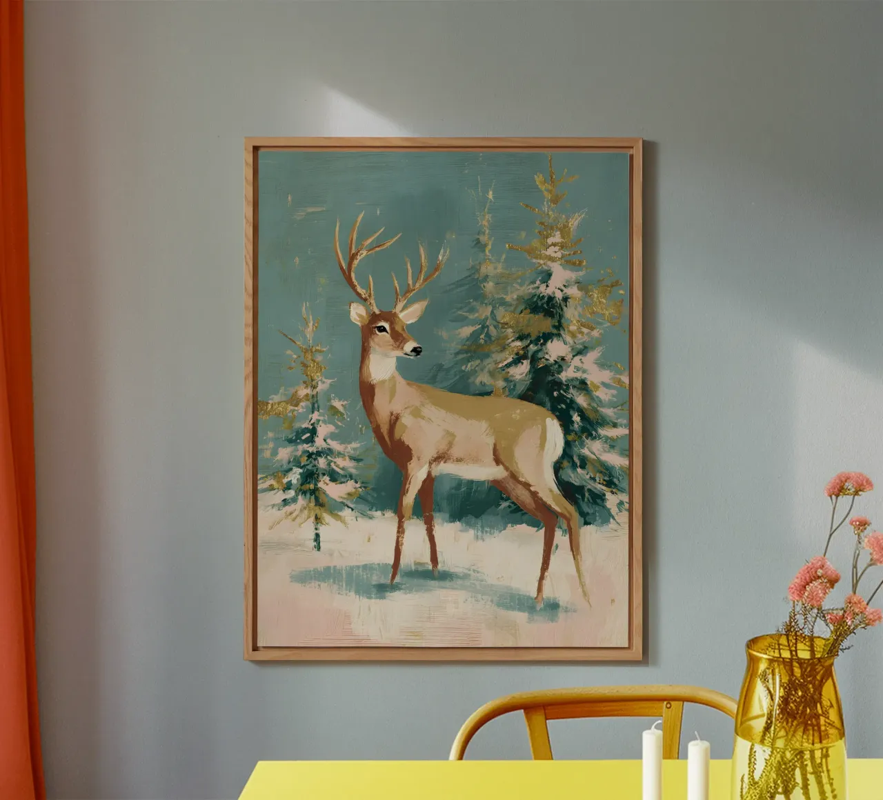 Golden Forest Deer alluminio dibond da velvetwinterstudio