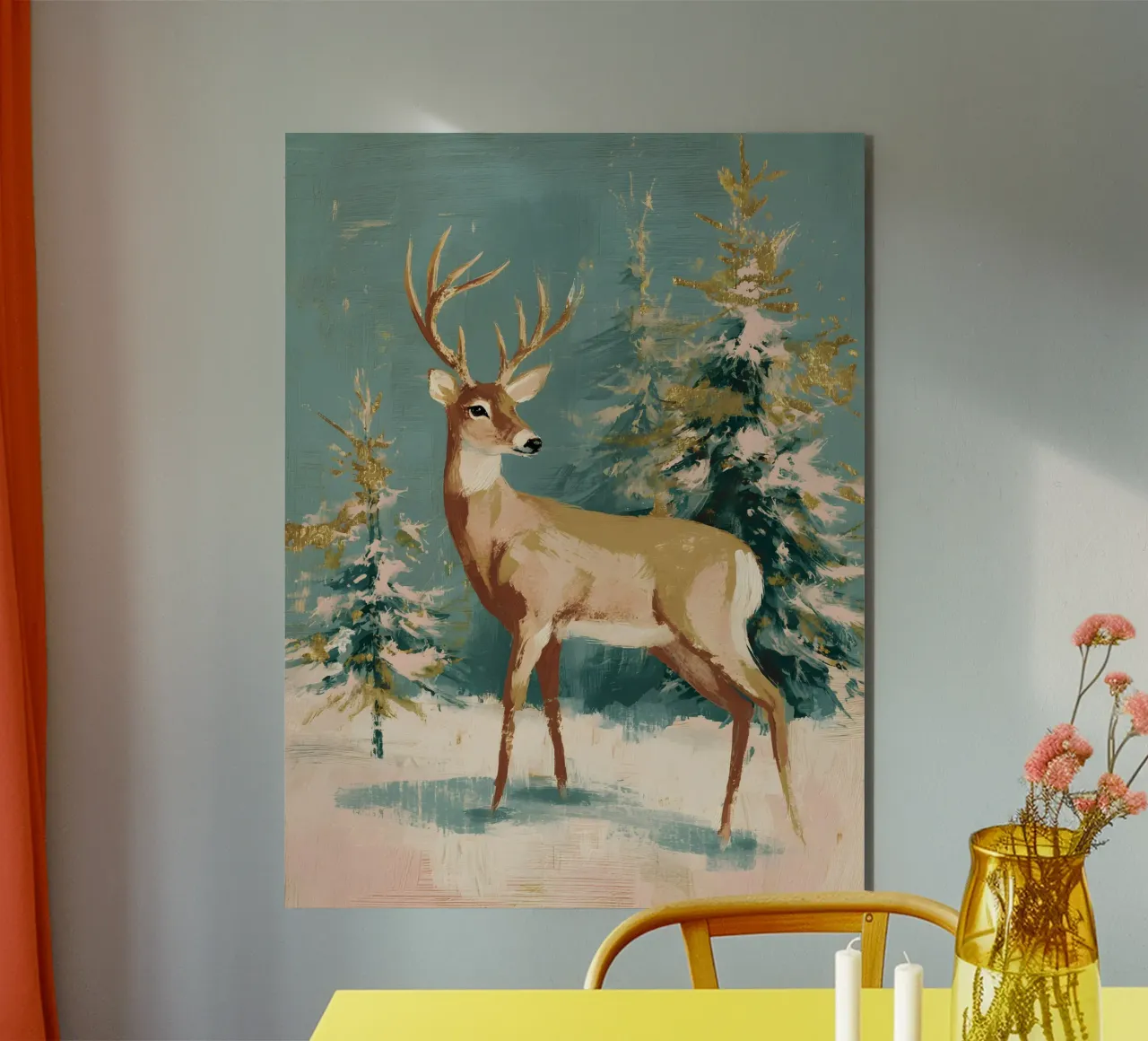 Golden Forest Deer alluminio dibond da velvetwinterstudio