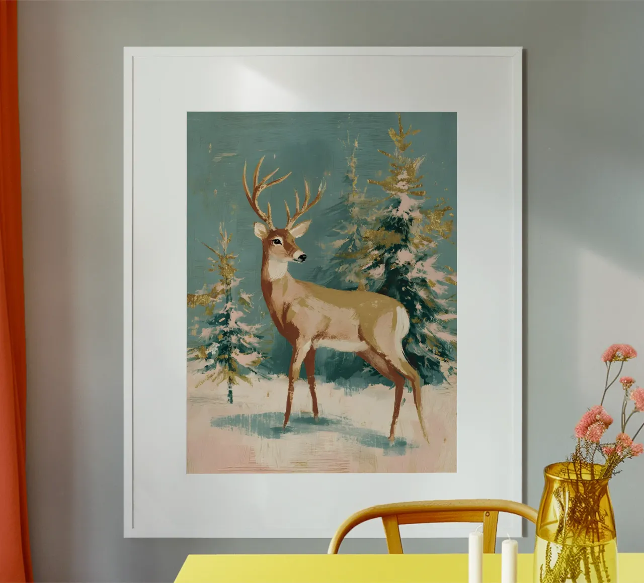 Golden Forest Deer carta hahnemühle da velvetwinterstudio