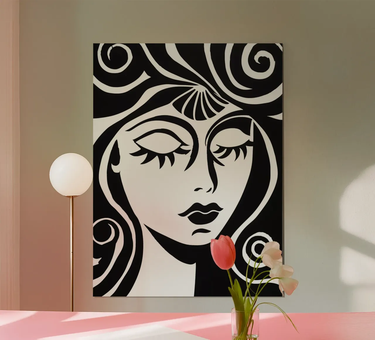 Wake Up My Love | Ritratto minimalista in bianco e nero poster con telaio in legno da Autofocus
