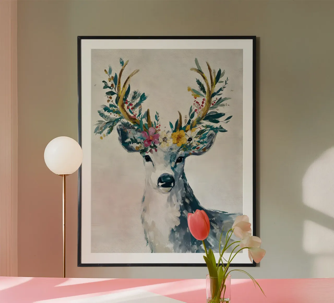 Nordic Bloom Stag carta hahnemühle da velvetwinterstudio